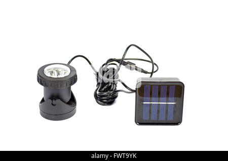 black garden lawn modern solar lamp isolated on white background Stock Photo