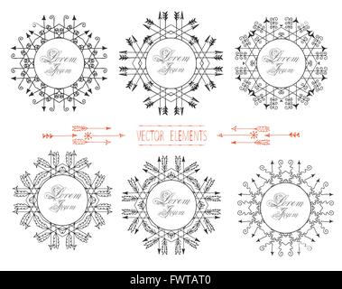 Vector set of logo design templates and symbols in trendy linear style Stock Vector