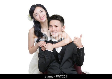 Happy bride and groom Stock Photo