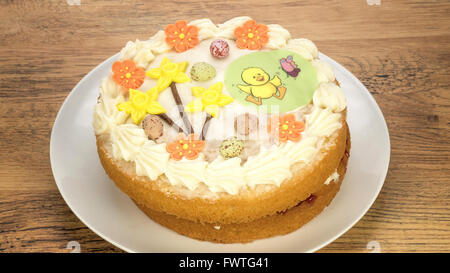 A decorated Easter sponge cake Stock Photo