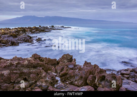 View of Molokai from Kapalua area of Maui Stock Photo