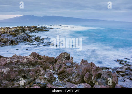 View of Molokai from Kapalua area of Maui Stock Photo