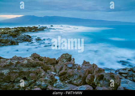 View of Molokai from Kapalua area of Maui Stock Photo