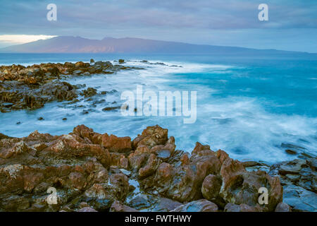 View of Molokai from Kapalua area of Maui Stock Photo