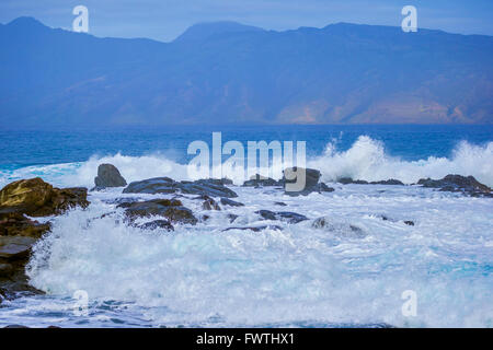 View of Molokai from Kapalua area of Maui Stock Photo