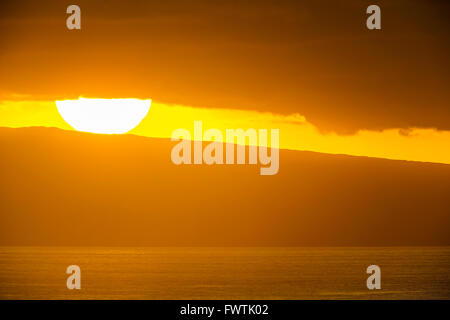 sunset over Lanai seen from Maui Stock Photo