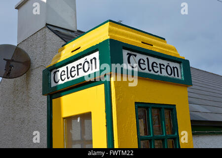 20th century Irish Telephone Box in Carrowmenagh, Innishowen, County Donegal, Ireland. Stock Photo
