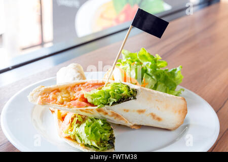 Smoke Salmon Wrap Maxican cuisine Stock Photo