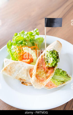 Smoke Salmon Wrap Maxican cuisine Stock Photo