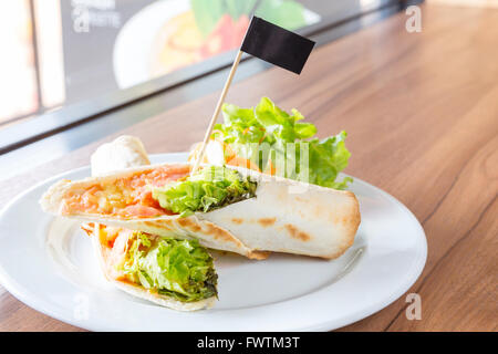 Smoke Salmon Wrap Maxican cuisine Stock Photo