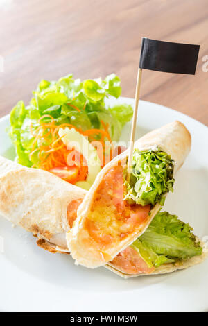 Smoke Salmon Wrap Maxican cuisine Stock Photo