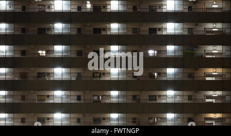 windows of office buildings background at night Stock Photo