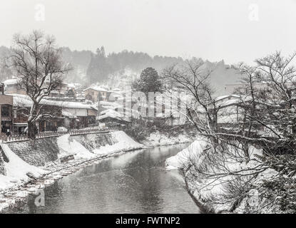 Snow fall Winter in Takayama Gifu Prefecture, Japan Stock Photo