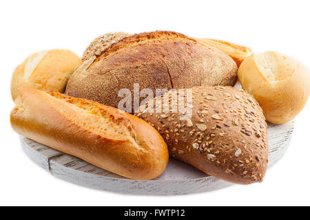 assorted breads isolated Stock Photo