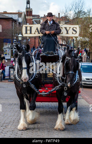 Harveys Brewery Dray and Horses In The High Street, Lewes, Sussex, UK Stock Photo