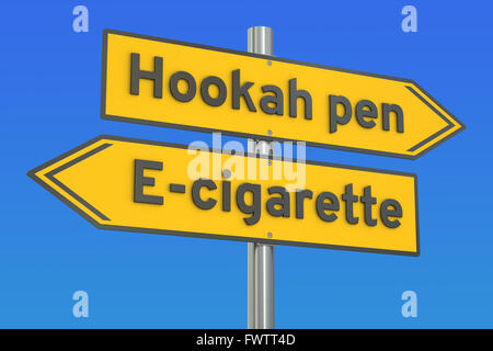 hookah pen vs e-cigarette, 3D rendering Stock Photo
