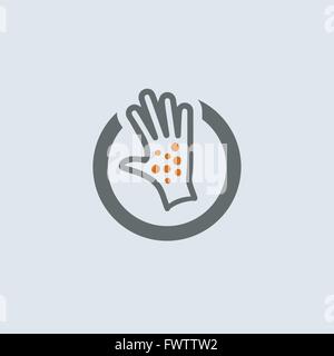 Gray-orange itchy palm with skin eruption round web icon Stock Vector