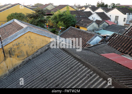 Hoi An old town, ancient house with tile roof, old architect, this place is country heritage, city friendly with environment Stock Photo