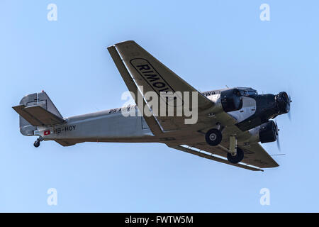 Junkers Ju-52 HB-HOY German trimotor transport aircraft operated by Ju-Air in Switzerland Stock Photo