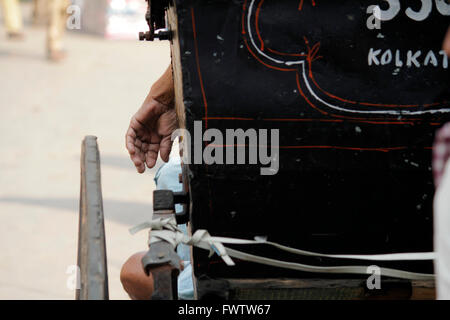 Palm of an old Rickshaw puller in Kolkata Stock Photo