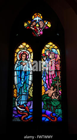 Harry Clarke Studios stained glass window in the Church of the Immacuate Conception, Kingscourt Stock Photo