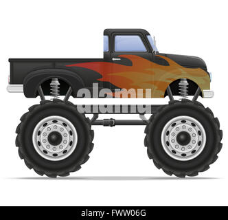 monster truck car pickup illustration isolated on white background Stock Photo