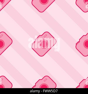 Seamless Pink Toy Camera Pattern Stock Vector