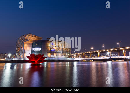 Night view and sunset at Banpo,  Floating Islands Stock Photo