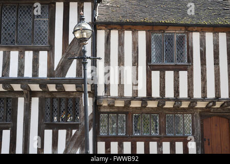 Medieval house England UK, detail of a typical timber-framed medieval building in Church Street, Stratford Upon Avon, England, UK Stock Photo