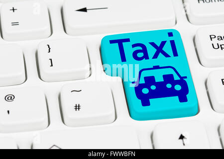 Taxi button on a computer keyboard. Stock Photo