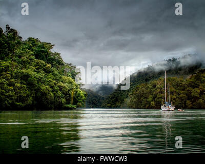 Guatemala, Izabal, near the town of Livingston, Rio Dulce River. Gorge and jungle view Stock Photo