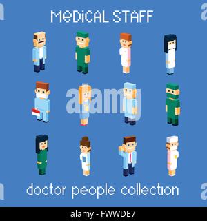 Medical Staff Doctor People Group Set Collection 3d Isometric Stock Vector