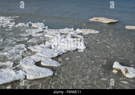 The ice breaking up on the shores of Lake Huron in early Spring Stock Photo