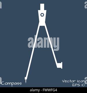 Flat drawing compass icon. Vector illustration, EPS 10 Stock Vector