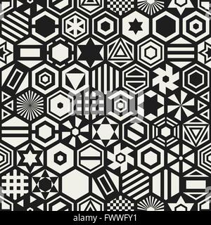 Collection of hexagon with decorative geometric pattern. Icon of ...