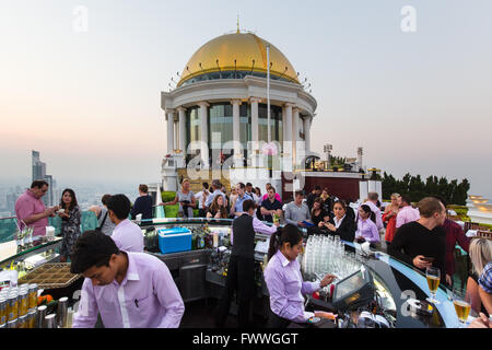 Sky Bar on the Lebua State Tower, guests, Bang Rak district, Bangkok, Thailand Stock Photo