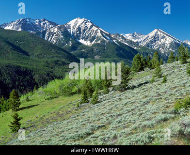 spanish peaks in the madison range of the lee metcalf wilderness near big sky, montana Stock Photo