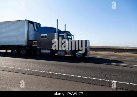 Single Truck On Highway With Motion Blur Stock Photo