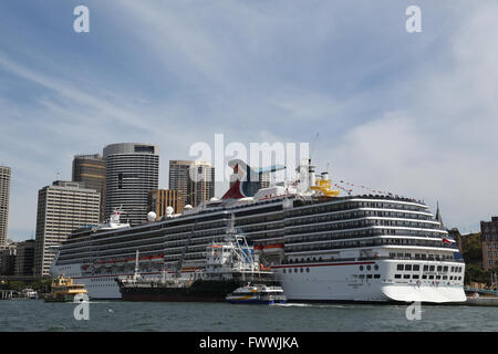 Sydney, Australia. 2 March 2016. The Carnival Spirit cruise ship docked at the Overseas Passenger Terminal. Stock Photo