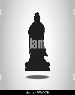 Guanyin Statue Silhouettes on the white background Stock Vector