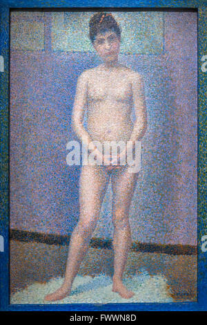 Model, front view, Poseuse de face, by Georges Seurat, 1887, Musee D'Orsay, Paris, France, Europe Stock Photo