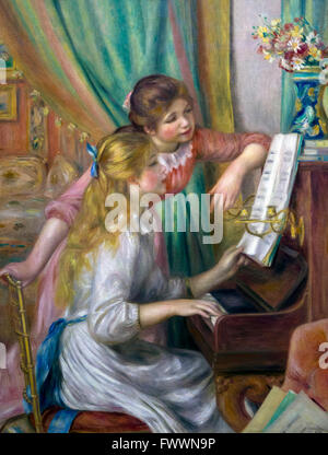 Young women at the piano, Jeunes filles au piano, by Pierre Auguste Renoir, 1892, Musee D'Orsay, Paris, France, Europe Stock Photo