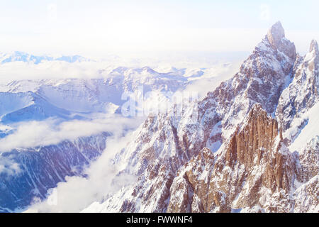 beautiful panoramic view of Alps, landscape of Mont Blanc range seen from Punta Helbronner Stock Photo