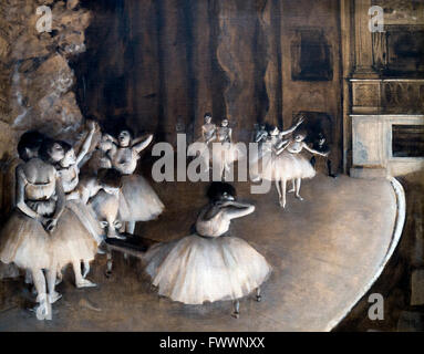 Ballet Rehearsal on Stage, Repetition d'un ballet sur la scene, by Edgar Degas, 1874, Musee D'Orsay Paris France Europe Stock Photo