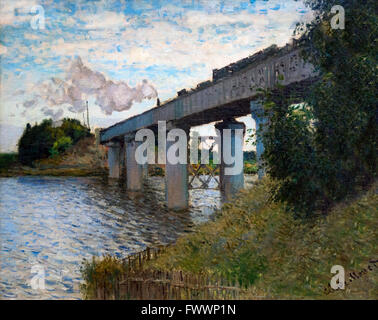 Railway Bridge at Argenteuil, Le Pont du Chemin de fer a Argenteuil, Claude Monet, 1873-4,  Musee D'Orsay Paris France Europe Stock Photo