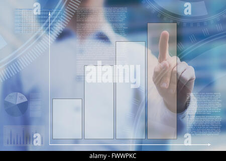abstract dashboard on touchscreen, business infographics Stock Photo