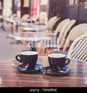 coffee in cozy street cafe in Europe Stock Photo