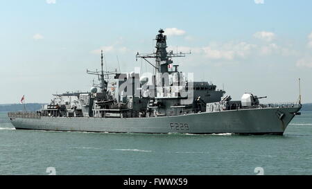 File Pic. - Royal Navy cut-backs - Portsmouth, England. 11th July, 2014. The Type 23 Frigate HMS Lancaster seen here entering the naval base, is to be docked in Portsmouth six months ahead of schedule for training purposes due to manpower shortages. Photo: Tony Holland/Ajax/alamy Live News. Stock Photo