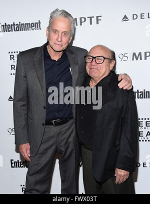 Hollywood, California, USA. 7th Apr, 2016. Michael Douglas & Danny DeVito arrives for the 5th Annual Reel Stories, Real Lives Benefiting MPTF at Milk Studios. Credit:  Lisa O'Connor/ZUMA Wire/Alamy Live News Stock Photo