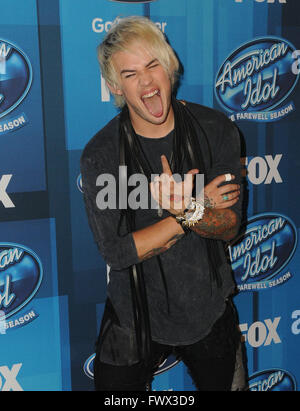 Hollywood, CA, USA. 7th Apr, 2016. James Durbin. Arrivals for FOX's ''American Idol'' Finale For The Farewell Season held at The Dolby Theater. Photo Credit: Birdie Thompson/AdMedia Credit:  Birdie Thompson/AdMedia/ZUMA Wire/Alamy Live News Stock Photo